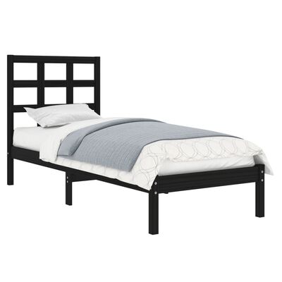 vidaXL Cadru de pat, negru, 100x200 cm, lemn masiv