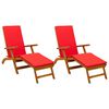 vidaXL Șezlong pliabil și culisant 2 pcs Roșu 55 x 146 x 91 cm