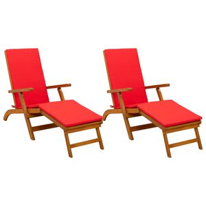 vidaXL Șezlong pliabil și culisant 2 pcs Roșu 55 x 146 x 91 cm