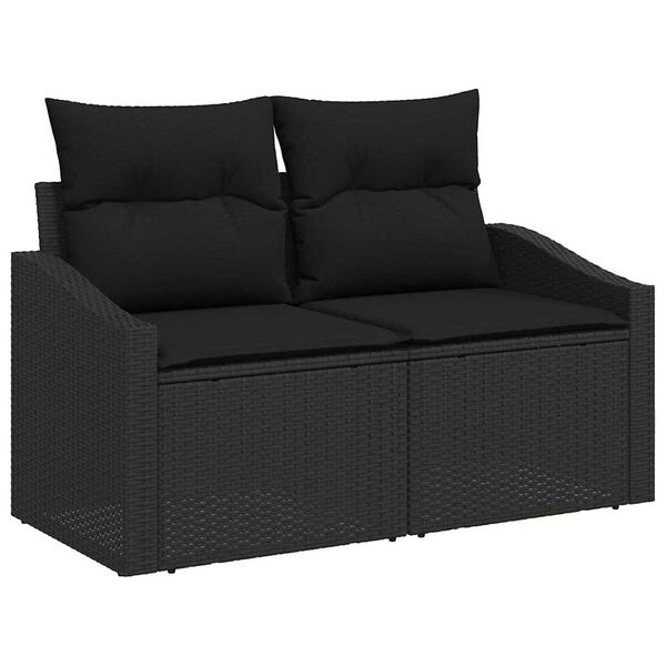 vidaXL Set de masă pentru grădină cu pernă 6 pcs Negru și Maro