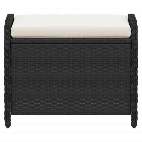 vidaXL Taburet de grădină cu pernă, negru, 58x46x46 cm, poliratan