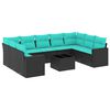 vidaXL Set canapele de grădină cu perne, 10 piese, negru, poliratan