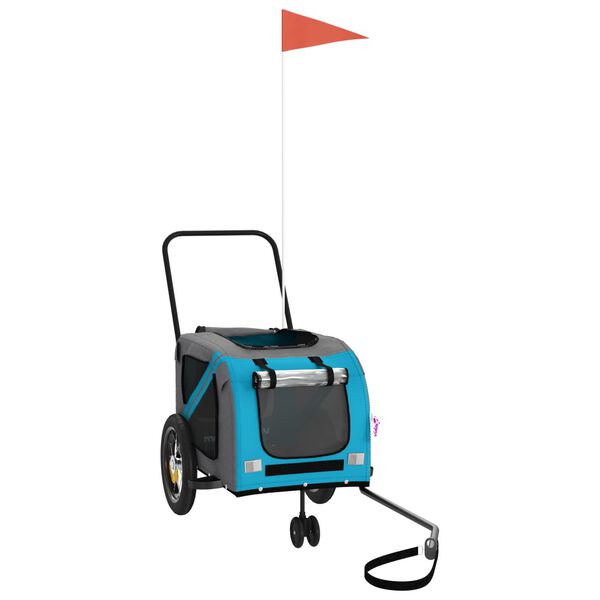 vidaXL Remorcă bicicletă animale companie, albastru/negru, oxford/fier