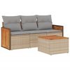vidaXL Set canapele de grădină, 4 piese, cu perne, bej, poliratan