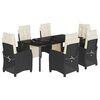 vidaXL Set mobilier de grădină cu perne, 7 piese, negru, poliratan