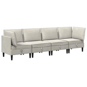 vidaXL Set de mobilier pentru living 4 buc. Crem Catifea