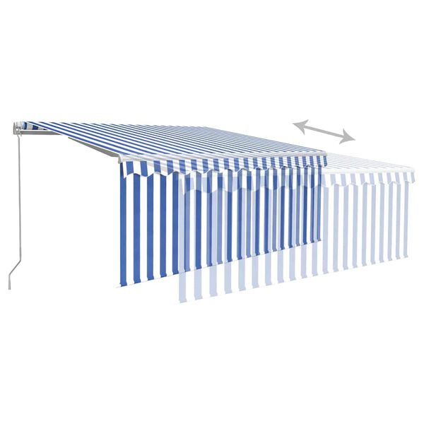 vidaXL Copertină retractabilă manual cu stor, albastru & alb, 3x2,5 m