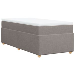 vidaXL Pat box spring cu saltea, gri taupe, 100x200 cm, textil