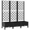 vidaXL Vază de gradină cu spalier și roți Negru 120 x 40 x 131,5 cm PP