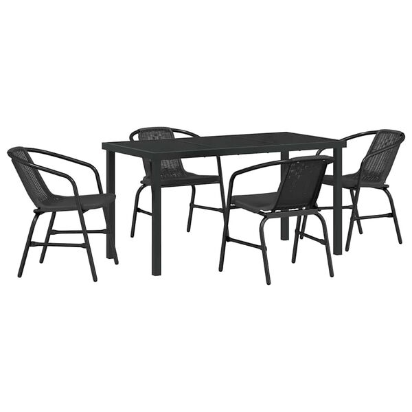 vidaXL Set de masă pentru grădină 5 pcs Negru