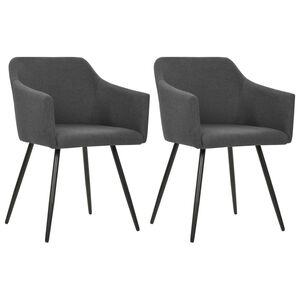 vidaXL Scaune de bucătărie, 2 buc., gri &icirc;nchis, material textil