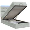 vidaXL Pat Ottoman cu Saltea și LED Gri deschis 90 x 190 cm Catifea