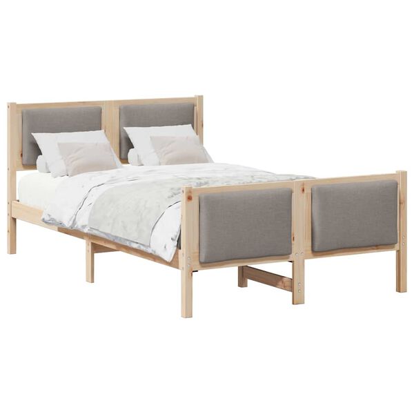 vidaXL Cadru de pat cu headboard Gri taupe 120 x 190 cm țesătură