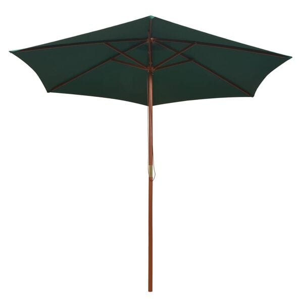 vidaXL Umbrelă de soare cu st&acirc;lp de lemn 270 x 270 cm, verde