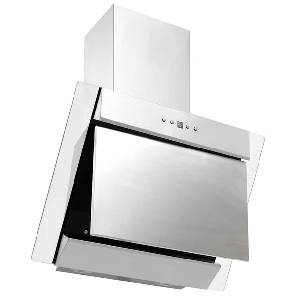 vidaXL Hotă perete argintiu 60 cm oțel inoxidabil & sticlă securizată