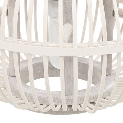 vidaXL Lampă suspendată, alb, 30 x 22 cm, 40 W, răchită, glob, E27