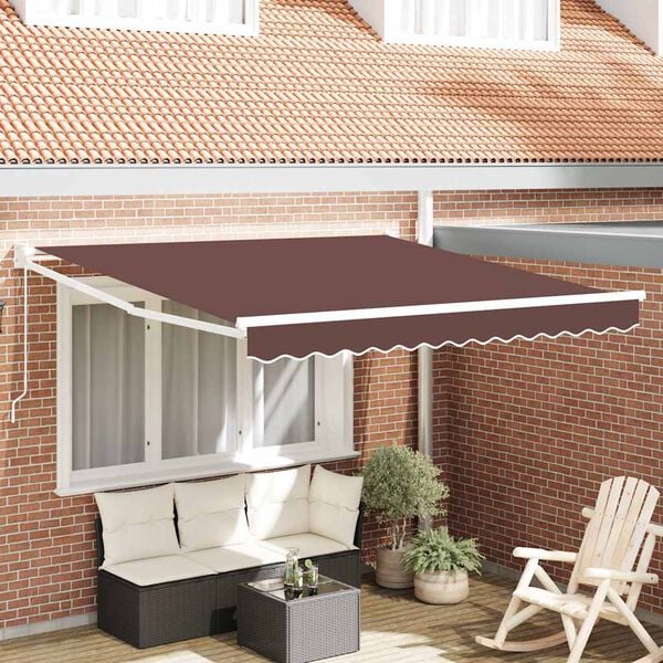vidaXL Copertină retractabilă manual, maro, 300x250 cm