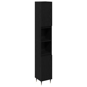 vidaXL Dulap de Baie Stejar Negru 30 x 30 x 190 cm Lemn compozit