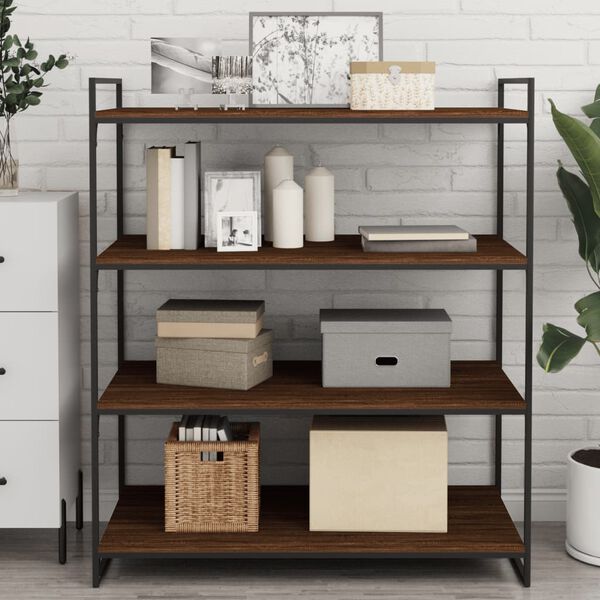 vidaXL Rafturi de perete, 4 buc., stejar maro, 100x50x1,5 cm, lemn