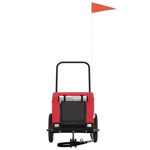 vidaXL Remorcă bicicletă animale companie, roșu/negru, oxford/fier