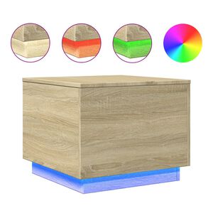 vidaXL Măsuță de cafea cu lumini LED, stejar sonoma, 50x50x40 cm