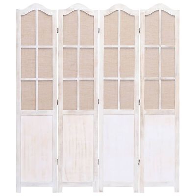 vidaXL Paravan de cameră cu 4 panouri, alb, 140 x 165 cm, textil