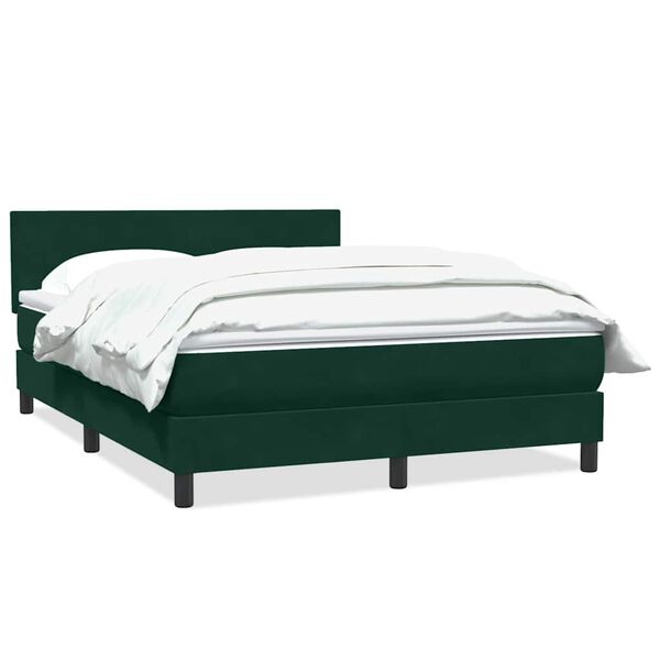vidaXL Pat box spring cu saltea, verde &icirc;nchis, 160x220 cm, catifea