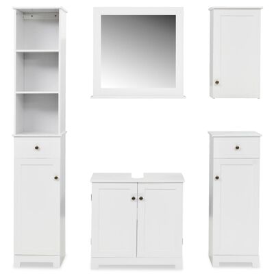 vidaXL Set mobilier pentru baie, 5 piese, alb