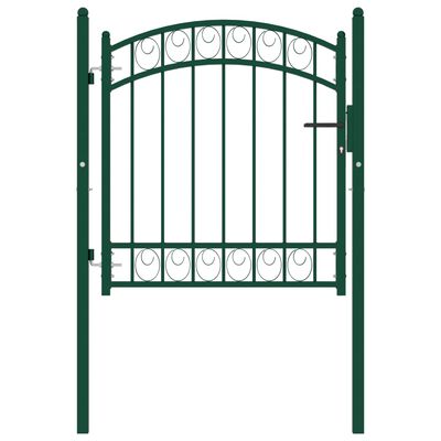 vidaXL Poartă de gard cu arcadă, verde, 100x100 cm, oțel