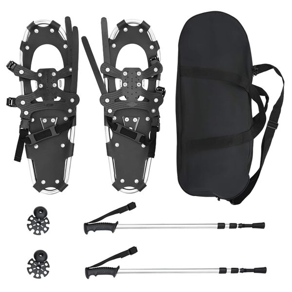 vidaXL Rachete de zăpadă 3 &icirc;n 1 cu bastoane de drumeție 25 inci