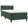 vidaXL Pat box spring cu saltea, verde &icirc;nchis, 80x200 cm, catifea