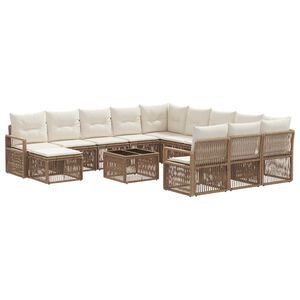 vidaXL Set de canapele pentru grădină 13 pcs Bej poliratan