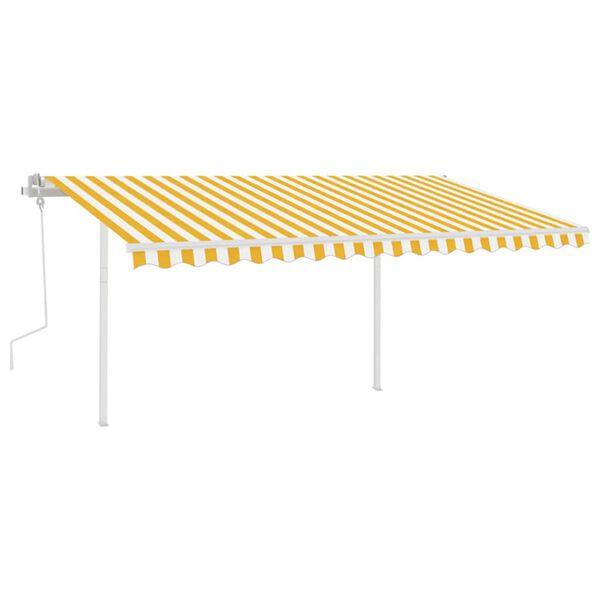 vidaXL Copertină retractabilă manual, cu LED, galben și alb, 4x3 m