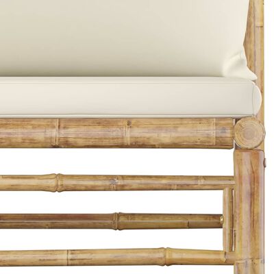 vidaXL Canapea de mijloc pentru grădină cu perne, alb crem, bambus