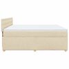 vidaXL Pat box spring cu saltea, crem, 200x200 cm, textil