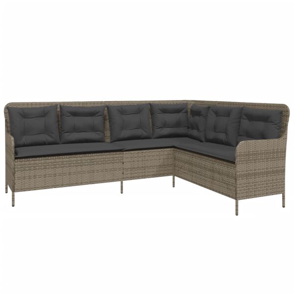 vidaXL Set canapele de grădină cu perne, 2 piese, gri, poliratan