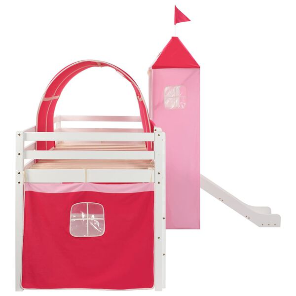 vidaXL Cadru pat etajat copii cu tobogan & scară 208x230 cm lemn pin