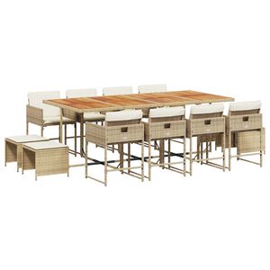vidaXL Set mobilier de grădină cu perne, 13 piese, bej, poliratan