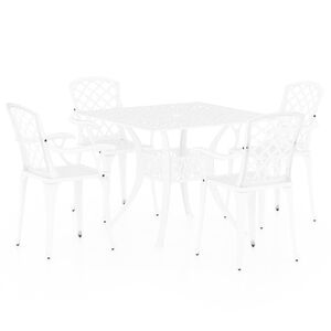 vidaXL Set mobilier bistro, 5 piese, alb, aluminiu turnat
