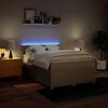 vidaXL Pat box spring cu saltea, crem, 160x200 cm, material textil