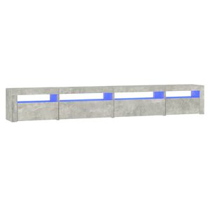 vidaXL Comodă TV cu lumini LED, gri beton, 270x35x40 cm