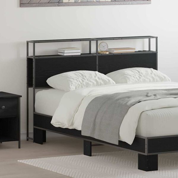 vidaXL Tăblie de depozitare cu raft Stejar negru 120 cm Lemn compozit