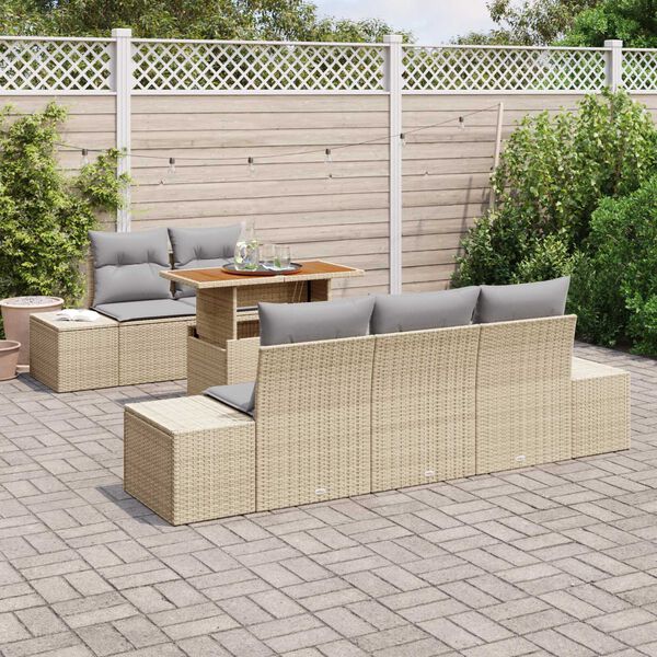 vidaXL Set de canapele pentru grădină 6 pcs Bej Rattan poli