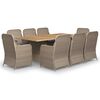 vidaXL Set mobilier de grădină, 9 piese, maro, poliratan