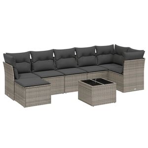 vidaXL Set canapele de grădină cu perne, 8 piese, gri, poliratan