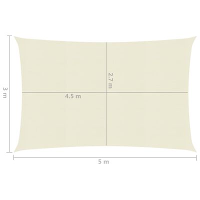 vidaXL Pânză parasolar, crem, 3 x 5 m, 160 g/m² , HDPE