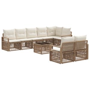 vidaXL Set de canapele pentru grădină 9 pcs Bej poliratan
