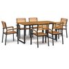 vidaXL Set mobilier de grădină, 7 piese, lemn masiv de acacia și metal
