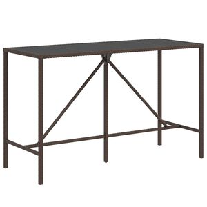 vidaXL Masă de bar cu blat din sticlă, maro, 180x70x110 cm, poliratan