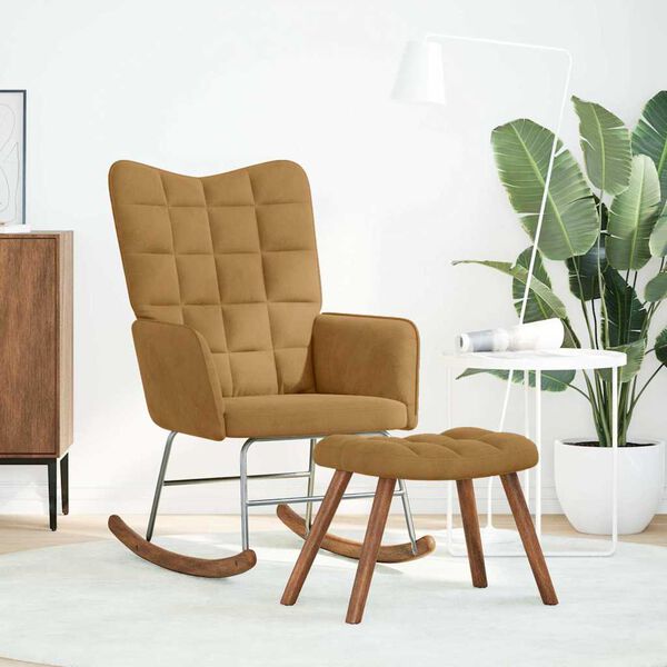 vidaXL Scaun balansoar cu scaun din catifea maro